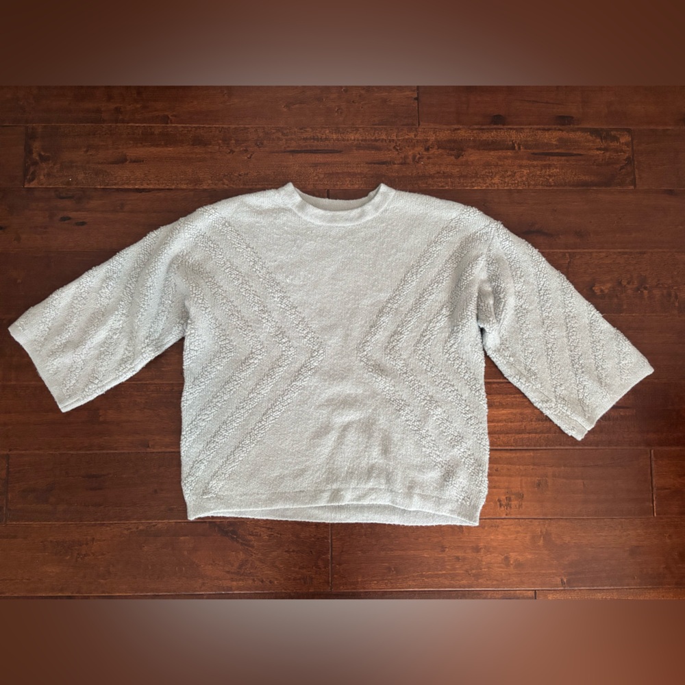 Three Bird Nest White Crew Neck Sweater